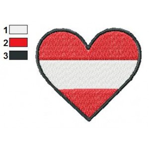 Austria Heart Flag Embroidery Design